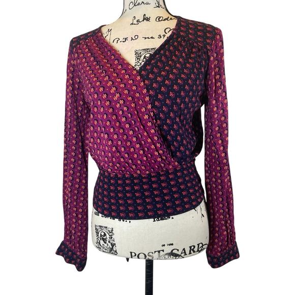 ANTHROPOLOGIE MAEVE BLOUSE WRAP LISA PUFFED SLEEVES SZ 2 FLORAL AESTHETIC V NECK - Picture 14 of 16